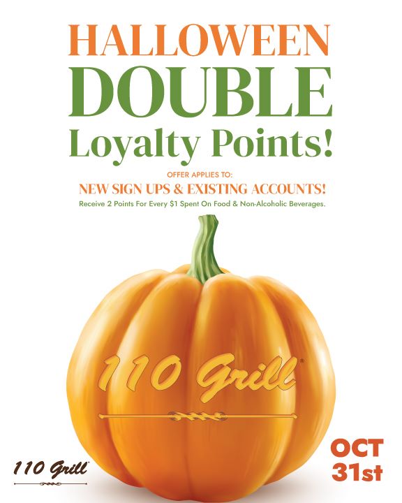 No tricks, just treats! 🎃  Join us before you head out trick-or-treating on Sunday and receive DOUBLE loyalty points! 

All locations will be closing at 7pm on Halloween.