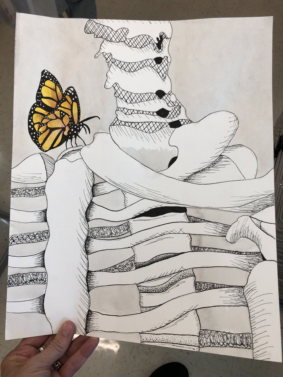 gmsnelsonart's tweet photo. 8th grade art l skeletal drawings for Dia de los Muertos! They are coming along nicely… @Griffin_MS https://t.co/DBEvO6rdq9
