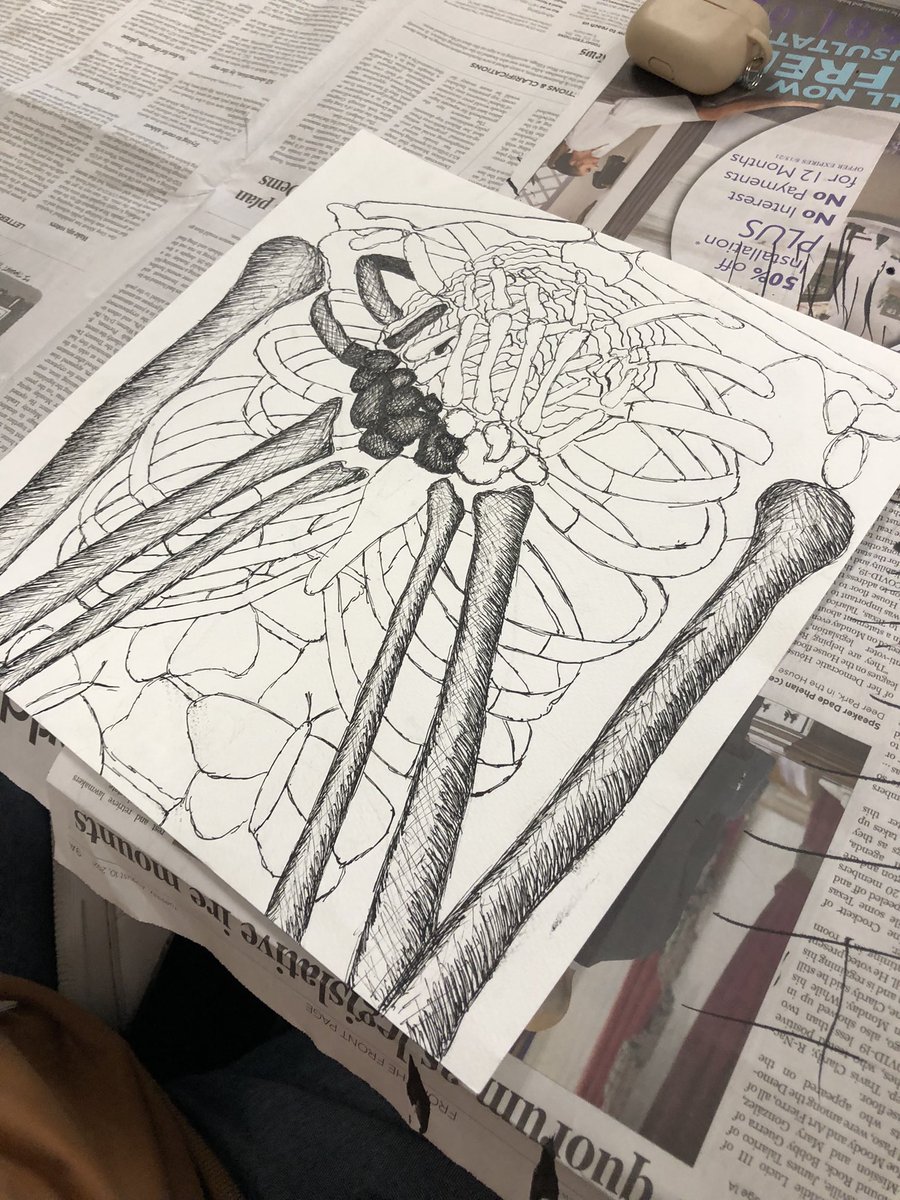 gmsnelsonart's tweet photo. 8th grade art l skeletal drawings for Dia de los Muertos! They are coming along nicely… @Griffin_MS https://t.co/DBEvO6rdq9