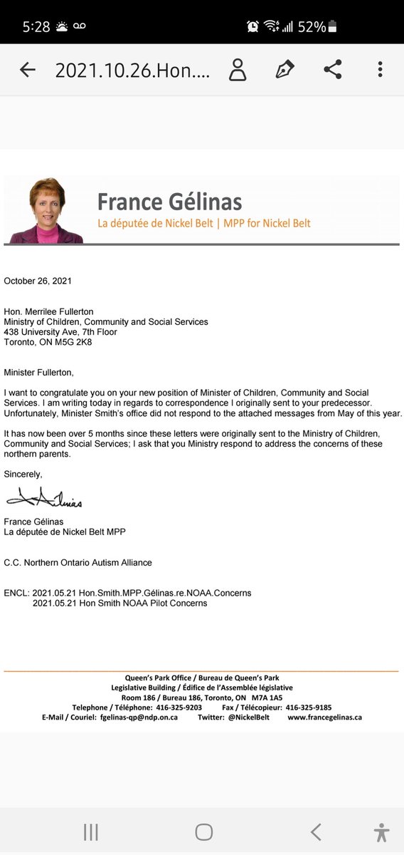 Thank you <a href="/NickelBelt/">France Gélinas</a> for your continued advocacy for Northern Autistics