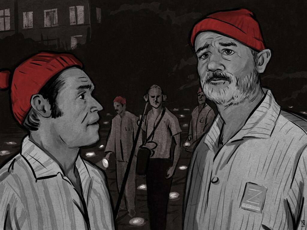 RabalaisArt's tweet photo. Inktober Day 19 - Loop

“Those are Viet Cong man of wars.”
“Oh shit. She’s right. I guess we’ll have to loop that line.”

#thelifeaquatic #wesanderson #billmurray #cateblanchett #willemdafoe #owenwilson #inktober #inktober2021 #procreate https://t.co/dcDfHmYPfn https://t.co/LNHigC8Md4