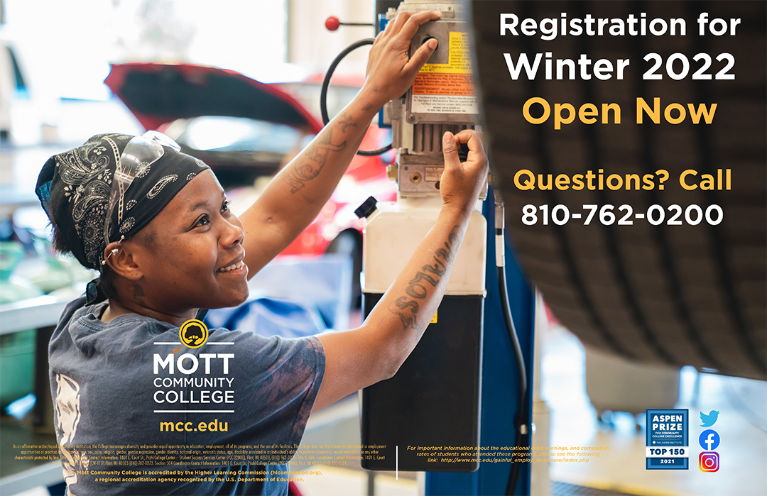MottCollege's tweet photo. TODAY IS THE DAY! Registration for Winter Semester 2022 is OPEN! Register early to make sure you get the classes you want! Questions? Call 810-762-0200. #ChangingLives https://t.co/bLGi8naLJX