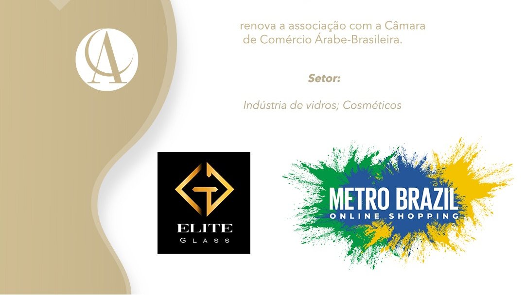 CamaraArabe's tweet photo. Gostaríamos de parabenizar as empresas: 
ELITE GLASS LTD; METRO BRAZIL; pela renovação da associação árabe de Membership da Câmara Árabe, agradecemos a confiança e o empenho no desenvolvimento comercial entre Brasil e a Liga Árabe. https://t.co/JUmlT1Dwe0