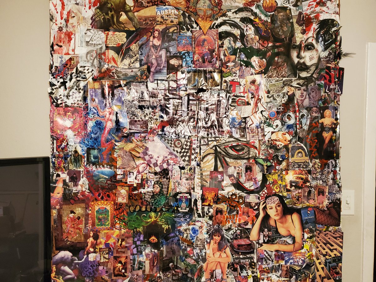 MadDashiell's tweet image. I have been making some collages lately. It helped break up a funky quagmire I was pushing through for a bit there. I hope you all have been keeping yourselves well. 

Top left-The Dragon 
top right- Welcome to Altar 4
Bottom Left- Bourbon Orleans
Final- Unnamed #collage