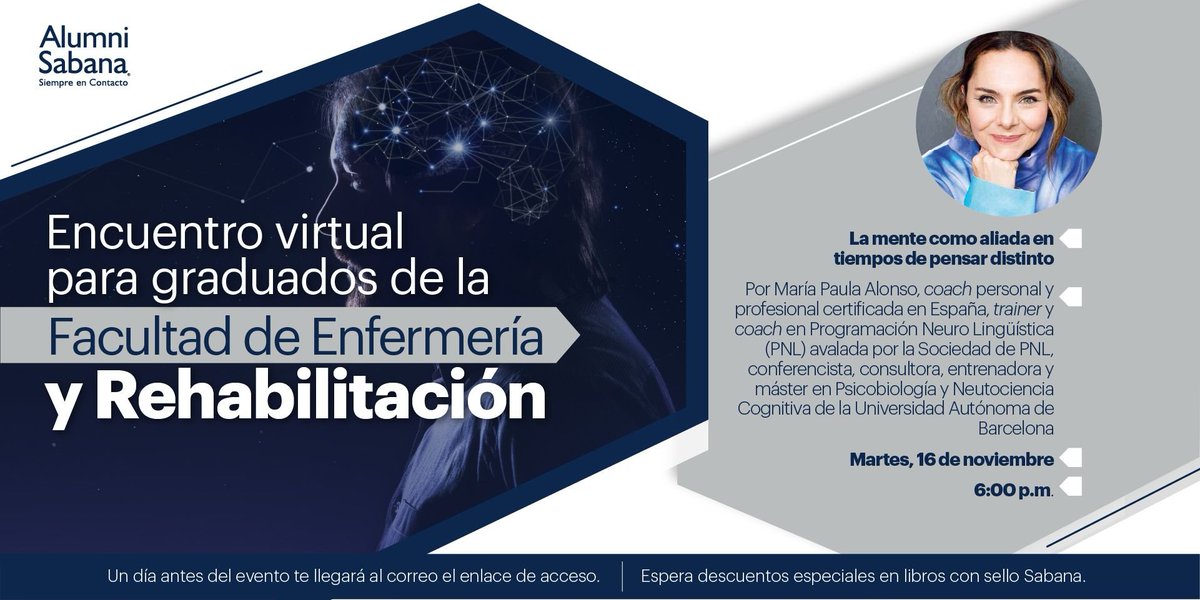 alumnisabana's tweet photo. Graduados de la Facultad de Enfermería y Rehabilitación, ustedes también están invitados a reunirse con su facultad. 😁👏

📆 El próximo 16 de noviembre a las 6:00 p.m. participa del Encuentro virtual. 
 
📲 Inscríbete aquí: https://t.co/sIIKM5dQS6 https://t.co/atcxxYxYuY