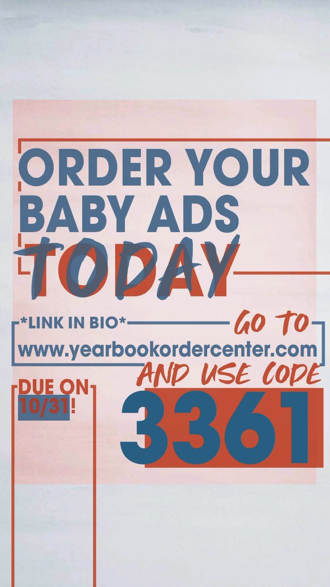 LCHSnews's tweet photo. Seniors! Baby ads are due on Oct. 31. Go to https://t.co/3NPFYjyIst and use code 3361 to get yours. https://t.co/8MhRxa9QuF