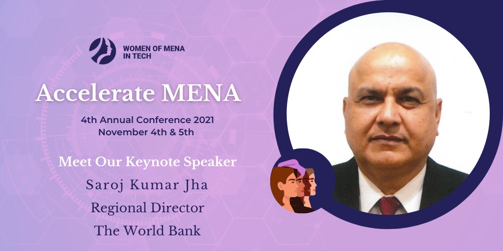 WOMENAinTech's tweet photo. Women of MENA in Technology #VirtualConference2021 Next Week!
🗓️Time Zones:
Nov. 4 -Dubai
Nov. 5 -SF
#Keynote Speaker, Saroj Kumar Jha!
Regional Director, The World Bank Group
🎫 🖇️
https://t.co/NhoxLzNuXN
https://t.co/8w3LGj5TAm
https://t.co/umRme1HNkE https://t.co/D5Y8wvrPz1
