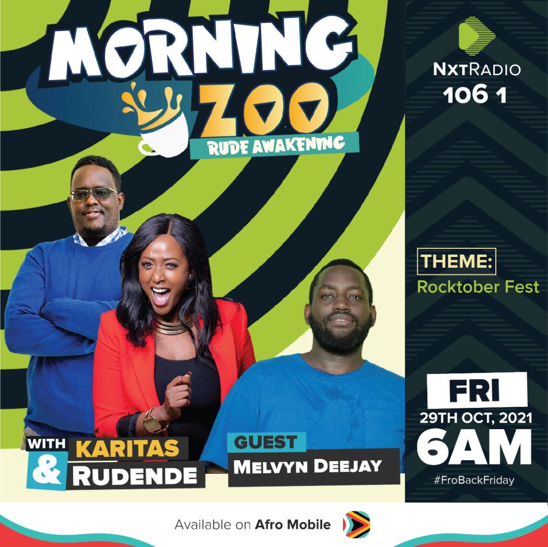I will be bringing some ROCK vibes today on the #NXTMorningZoo, Don't miss out fam.

It's #RocktoberFest on @nxtradioug 106.1FM
With @rudende & @KaritasKarisim2