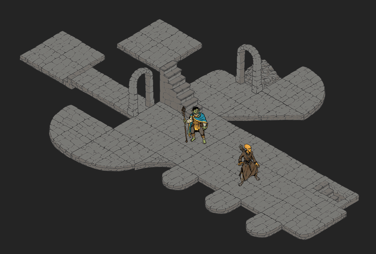 clivehawk's tweet photo. More dnd map stuff in the works! Modular isometric dungeon stuff! https://t.co/0QyAM9B5DX