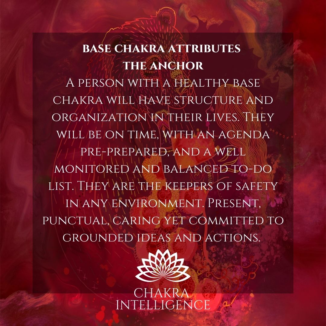 soulfulinf's tweet image. A person with a healthy base chakra will have structure and organization in their lives. They will be by their nature a calm person. They are the keepers of safety in any environment. Present, punctual, caring yet committed to grounded ideas and actions. #basechakra