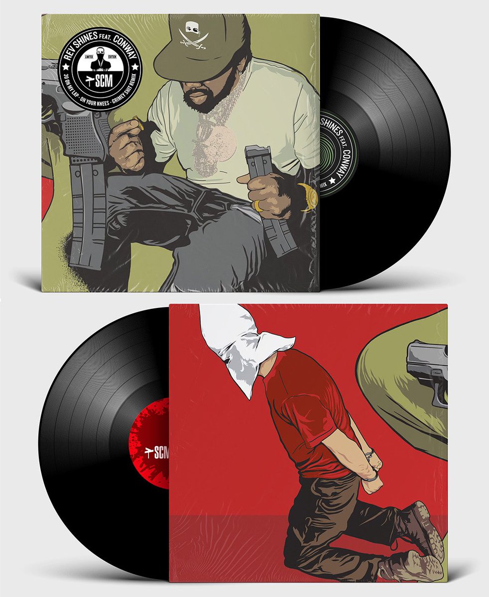 ABCNT1's tweet image. NEW LIMITED RELEASE @STREETCORNERSCM | @WHOISCONWAY x REV SHINES | Art by ABCNT |  30 On My Lap b/w On Your Knees &amp;amp; Grimey Shit Remix (Ltd. Red Splatter, Green, Black Vinyl) NOW AVAILABLE AT streetcornerscm.com ⏪ | VINYL RELEASE ONLY @HouseShoes