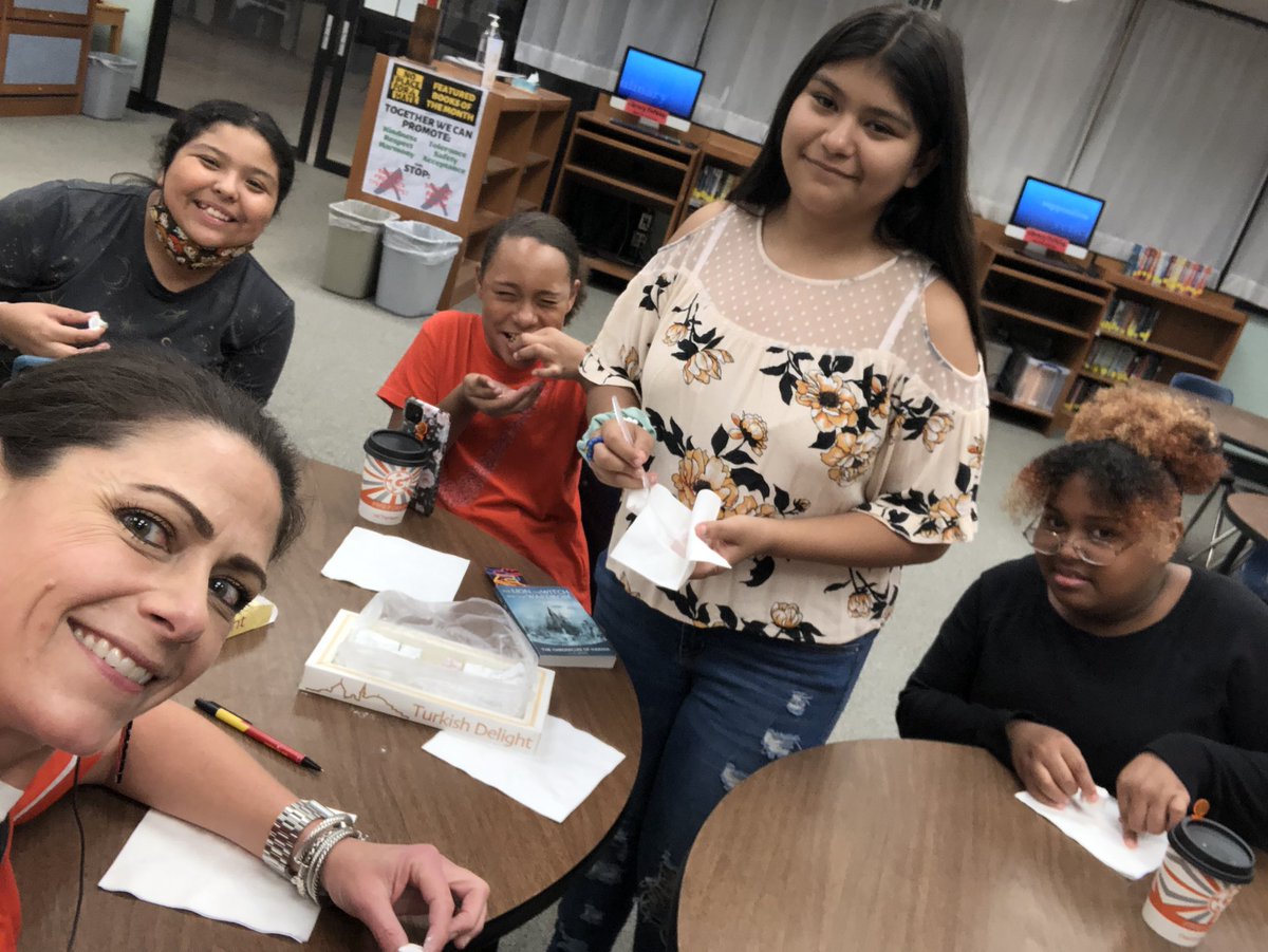 mfklibrary's tweet photo. Trying Turkish delight for the first time with my ACE students as we read The Lion, the Witch, and the Wardrobe. It’s such a joy to share one of my favorite books with these awesome young ladies! #seguinreads @MatsRead https://t.co/77uUp8UmgH