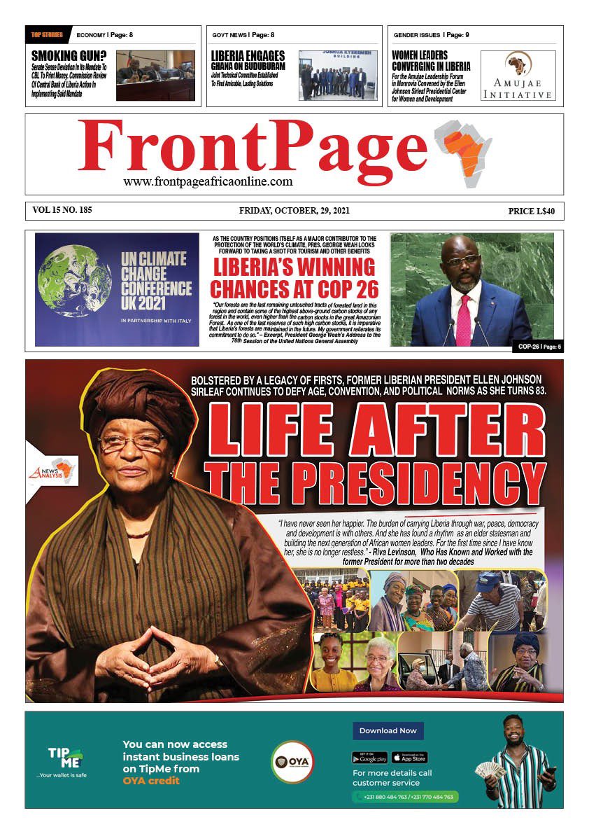 EARLY EDITION: FrontPageAfrica’s Print Edition Cover for Friday, Oct. 29, 2021.