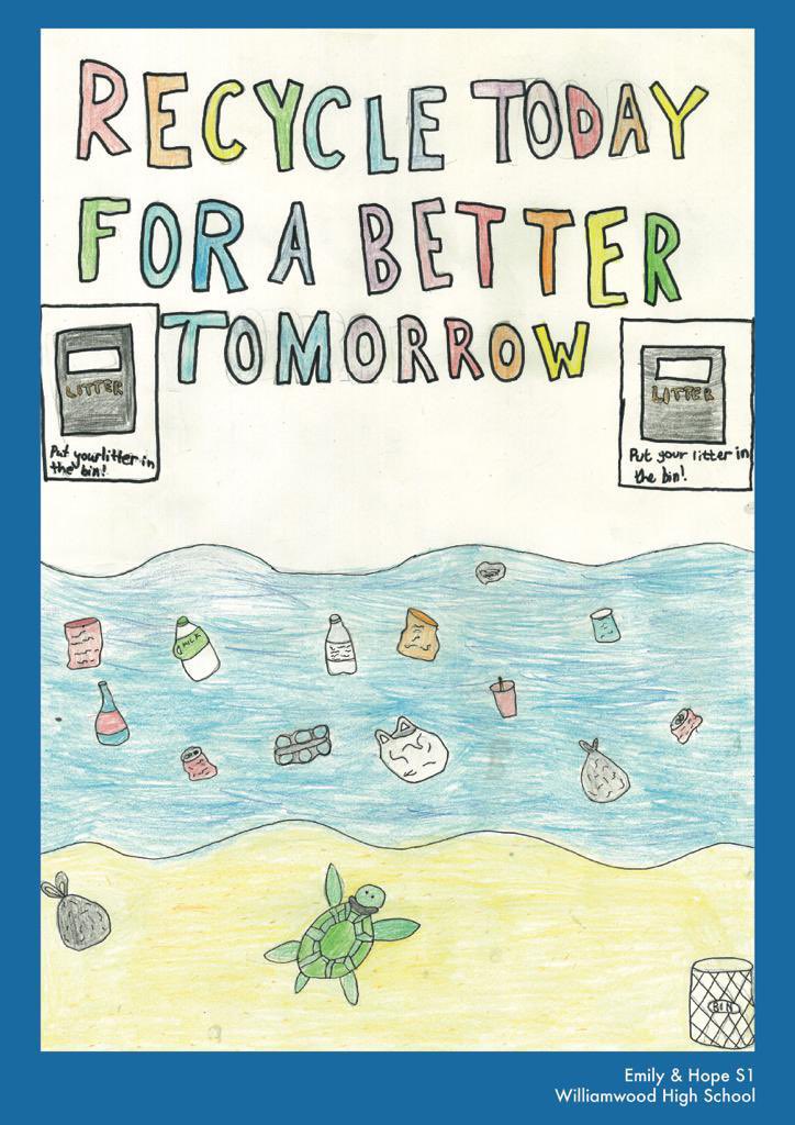 WilliamwoodHS's tweet photo. Huge congrats to Emily, Shayne, Eva, Emily, Hope, Aliya &amp; Amirah from Miss Meechan’s S1 Art Club who created six fabulous posters which will feature in the Eco Group’s community litter campaign with @iloveclarkston and @erbids. Look out for these in local shops during COP26. https://t.co/U2togsdojN