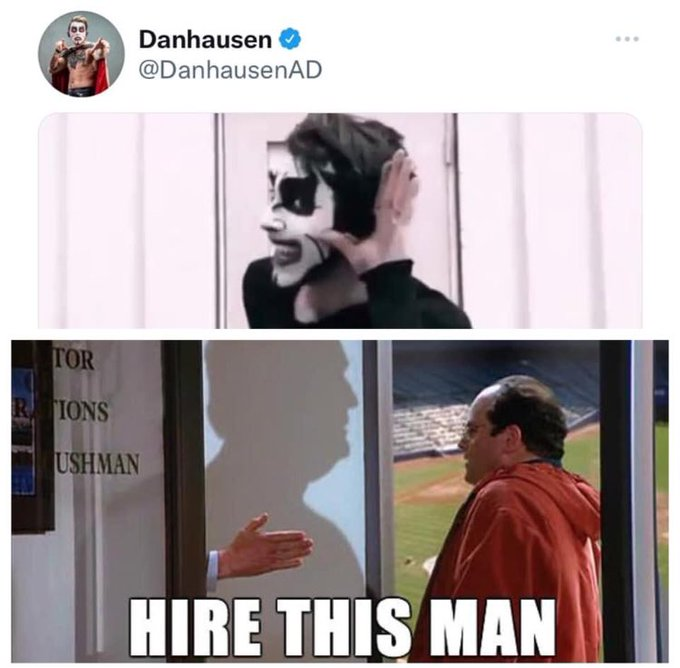 KingofWrasslin's tweet photo. @DanhausenAD
We're all rooting for your evilness #evilmeme #AEW https://t.co/riKWPw52YA