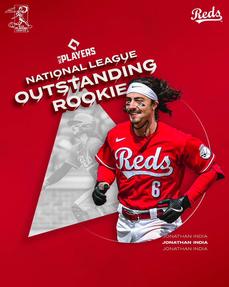 Reds's tweet image. Nothing beats recognition from your peers...

Jonathan India has been named the 2021 National League Outstanding Rookie by the @MLBPA! 🏆

Congrats on yet another award, @JonathanIndia! 👏