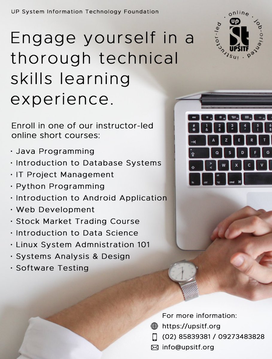 Enhance your technical knowledge. Join one of our online classes and equip yourself for the future.

Online. Job-oriented. Instructor-led. 

upsitf.org

#technicalskills #ITcourses #careers