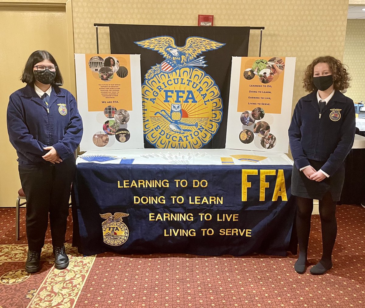massffa's tweet photo. Thank you @MAVA2021 for the opportunity to participate at your meeting. We are honored to represent AgEd and FFA. Gathering with CTSO’s @skillsusama and @mass_deca was icing on the cake! Thanks to @essexffa members Samantha Lord and Samantha Fecteau for staffing our exhibit. https://t.co/1QLsYtzyaB