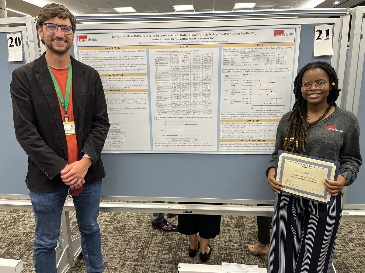 BrdownerG's tweet photo. Had such a great time at the @UTMB_SCOA Forum on Aging yesterday. Congrats to @UTMB_PrevMed PhD student @Mari_AGutierrez and UTMB SOM med student @WMathuba on their award winning posters! It’s been such a great experience working with them. https://t.co/xYEukfETBR