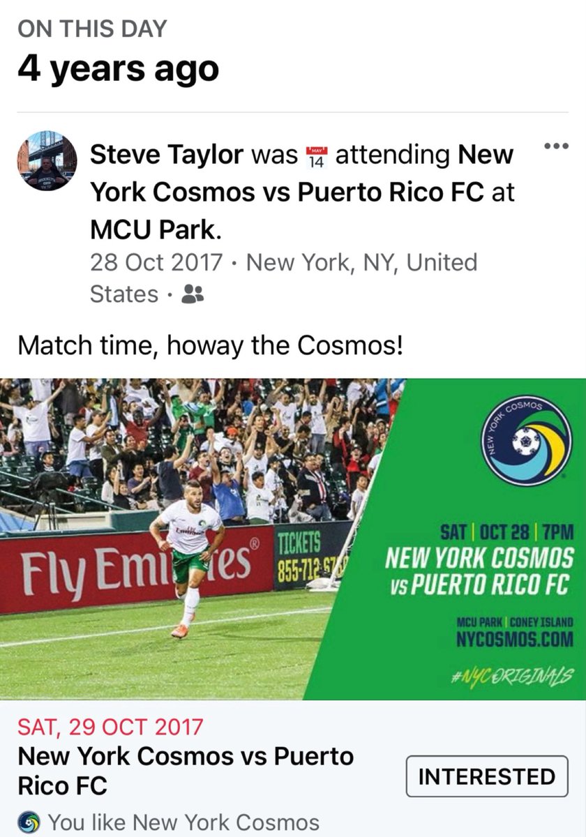 stevetaylor67's tweet photo. Four years ago today I realised a long time ambition to see a New York Cosmos game. Four years ago though? Where’s that gone?! #nycosmos #nyc #NewYorkCosmos #Brooklyn #mcupark @NYCosmos https://t.co/hbHYgikXeQ