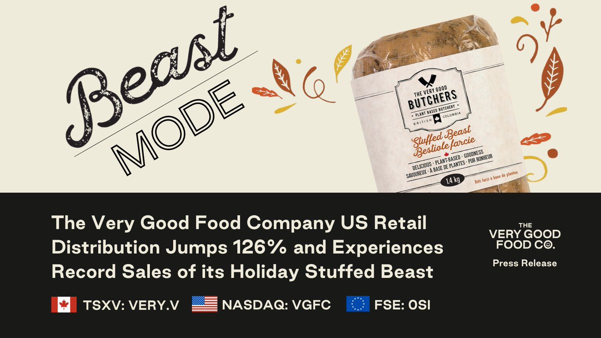 We went full Beast Mode this Thanksgiving! Selling a record number of our famous plant-based Stuffed Beasts a 1.5x increase in sales so far compared to fiscal 2020, and we haven't even hit Christmas yet! Link to the full press release: yhoo.it/3FXXzqO