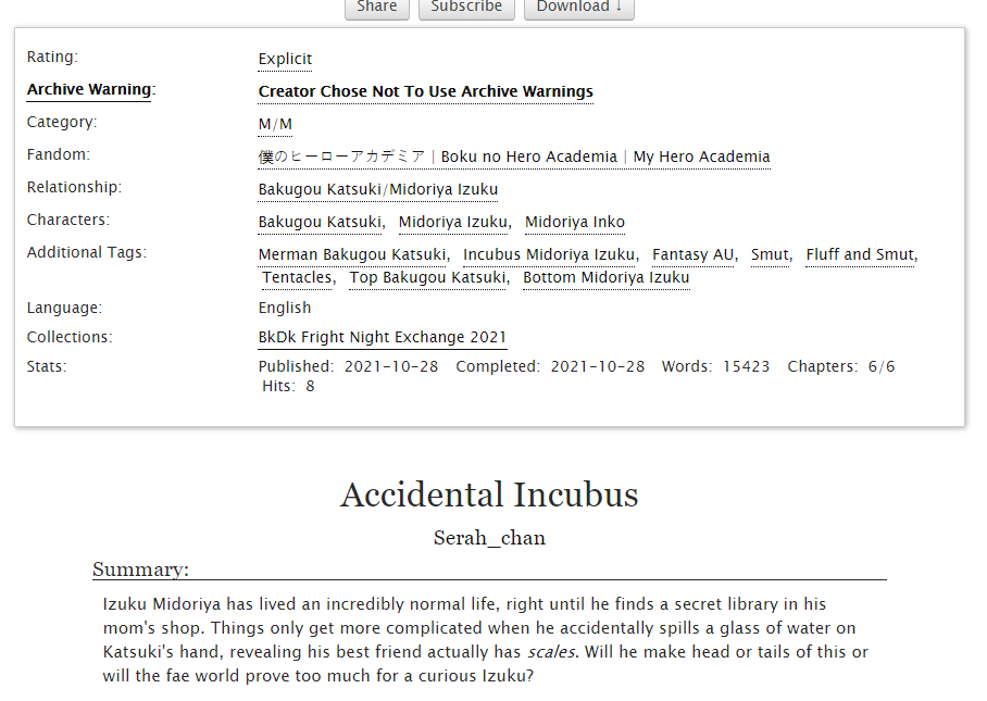 serah_writes's tweet photo. Happy Halloween to my @bkdkfrightnight exchange giftee @elidanus !!! I ended up writing two fics due to writer's block! I hope you enjoy~! >w<
#BkdkFrightNight2021
Accidental Incubus: https://t.co/6Tia0lnORj
Lustful but slimy
https://t.co/itPbgsd8lM https://t.co/0Qe2hIhxBV