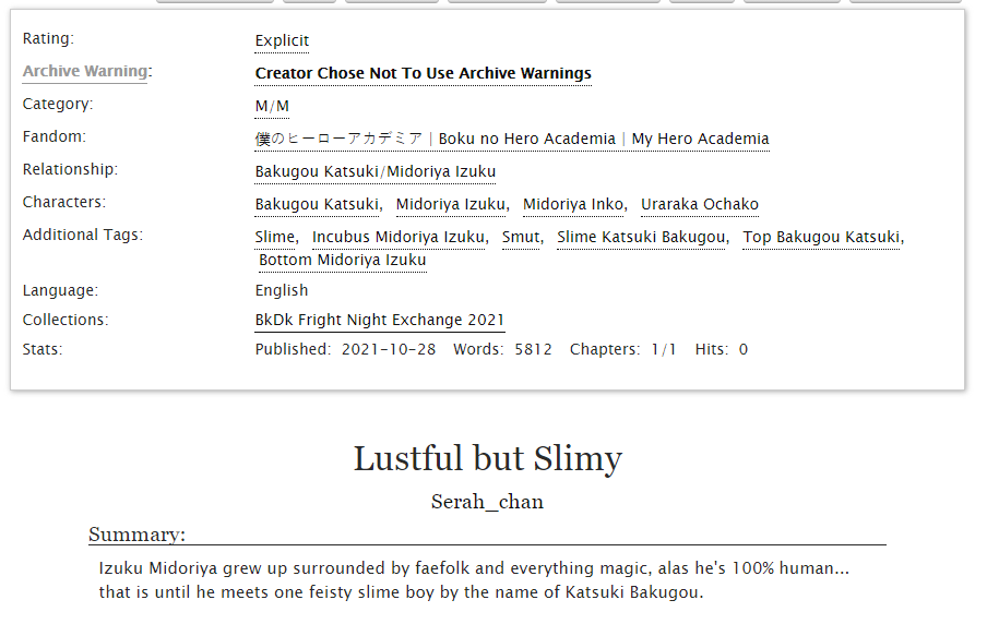 serah_writes's tweet photo. Happy Halloween to my @bkdkfrightnight exchange giftee @elidanus !!! I ended up writing two fics due to writer's block! I hope you enjoy~! >w<
#BkdkFrightNight2021
Accidental Incubus: https://t.co/6Tia0lnORj
Lustful but slimy
https://t.co/itPbgsd8lM https://t.co/0Qe2hIhxBV