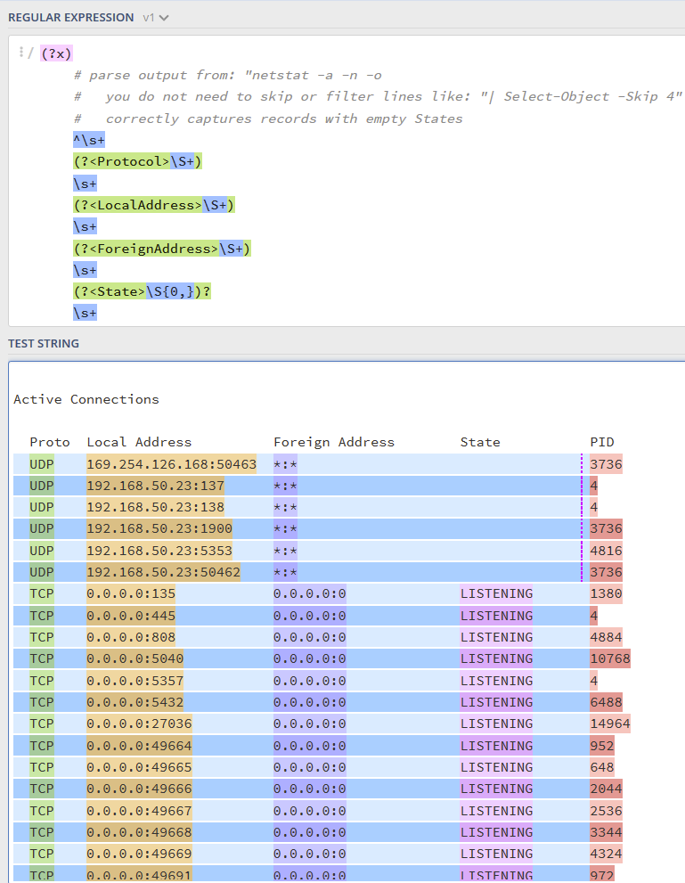 bitesf09f9092's tweet photo. @learn_byexample @driscollis #Regex and #CommandLines are my jam, what's your favorite? My history has gifs of #customizing #Pwsh 7
The Regex flag (?x) is my fav, it lets you write a regex like this, https://t.co/YfR2Mu7lZD
or (source code for the image) https://t.co/56RPLy7FCe
sorry, I get excited 🙊 https://t.co/IXpedfs1vo
