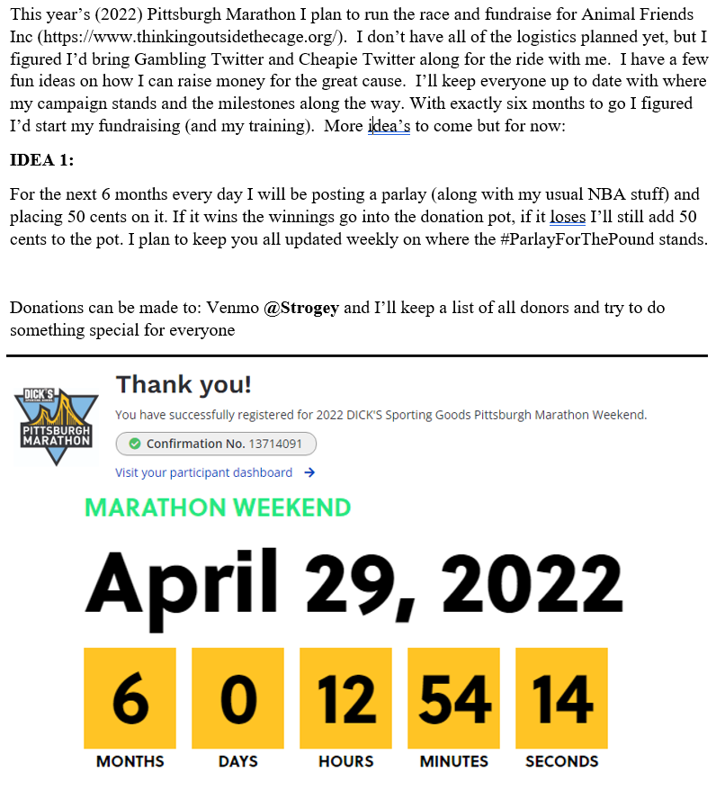 CripsyLocks's tweet photo. Announcement time!  This year I lost my dog to cancer at only 5 years old, and in his remembrance in 2022 I'm going to be running the Pittsburgh Marathon for Animal Friends Inc.  Please take a moment to read the below and see the first #ParlayForThePound  Please read and RT https://t.co/67aM67t2DW