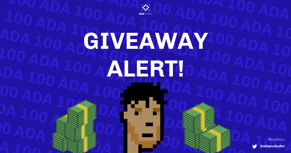 What an amazing past few days! To celebrate this, we're giving away 100 ADA and 1 ADAPunk to one lucky someone!

Participate by:

📍Following us!
📍Like and RT this tweet
📍Tag 2 friends in comments
📍Join our discord: discord.gg/EYETNnbPDf

Giveaway closes in 72 hours! #CNFT