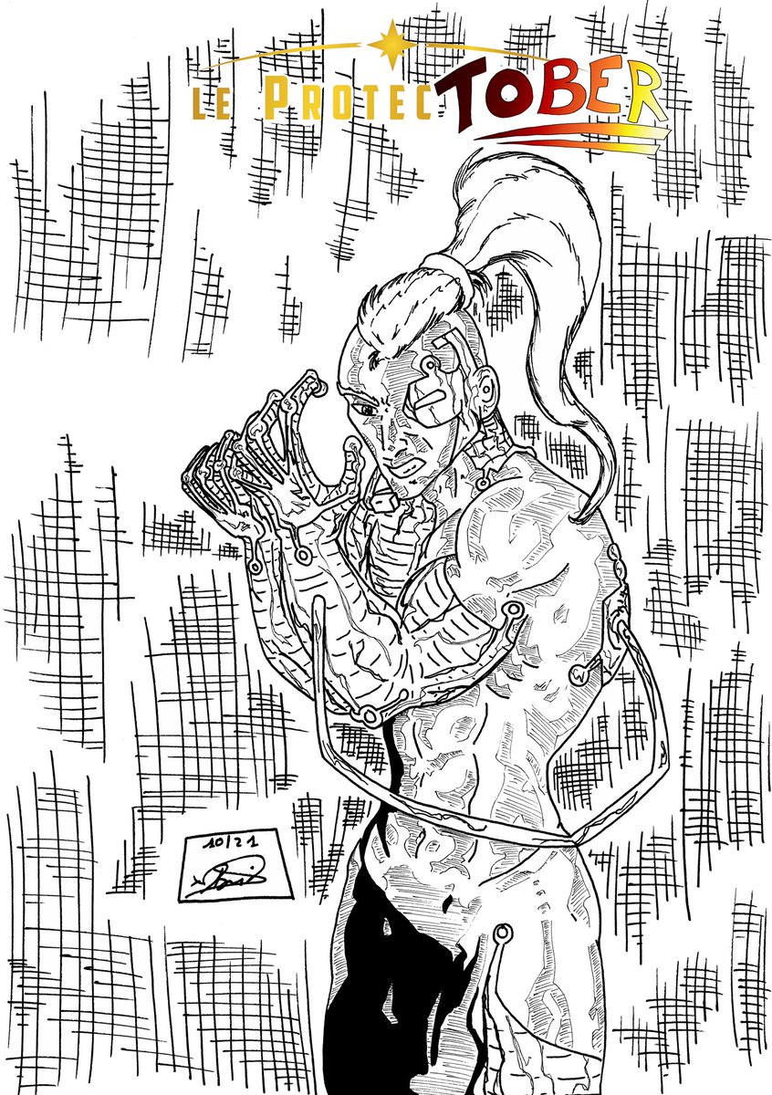 GregoryBui's tweet photo. Jour 29- thรจme : Cyborg
#protectober #day29 #inktober #lesprotecteurs #originalcharacter #creatorowned #gregorybui #blackandwhite #monthlychallenge #inktober2021 #robot #villain #muscle #halfhuman #evil #dangerous #halfrobot https://t.co/f9rqhpo4kU