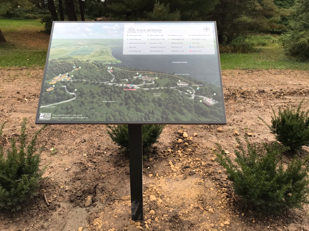 FourMounds's tweet photo. Thanks to a grant from @ssnha Silos &amp; Smokestacks National Heritage Area, we were able to install new interpretive signage at the parking lot area. Stop by to learn more about the history of Four Mounds! https://t.co/ocbsLo6ReL