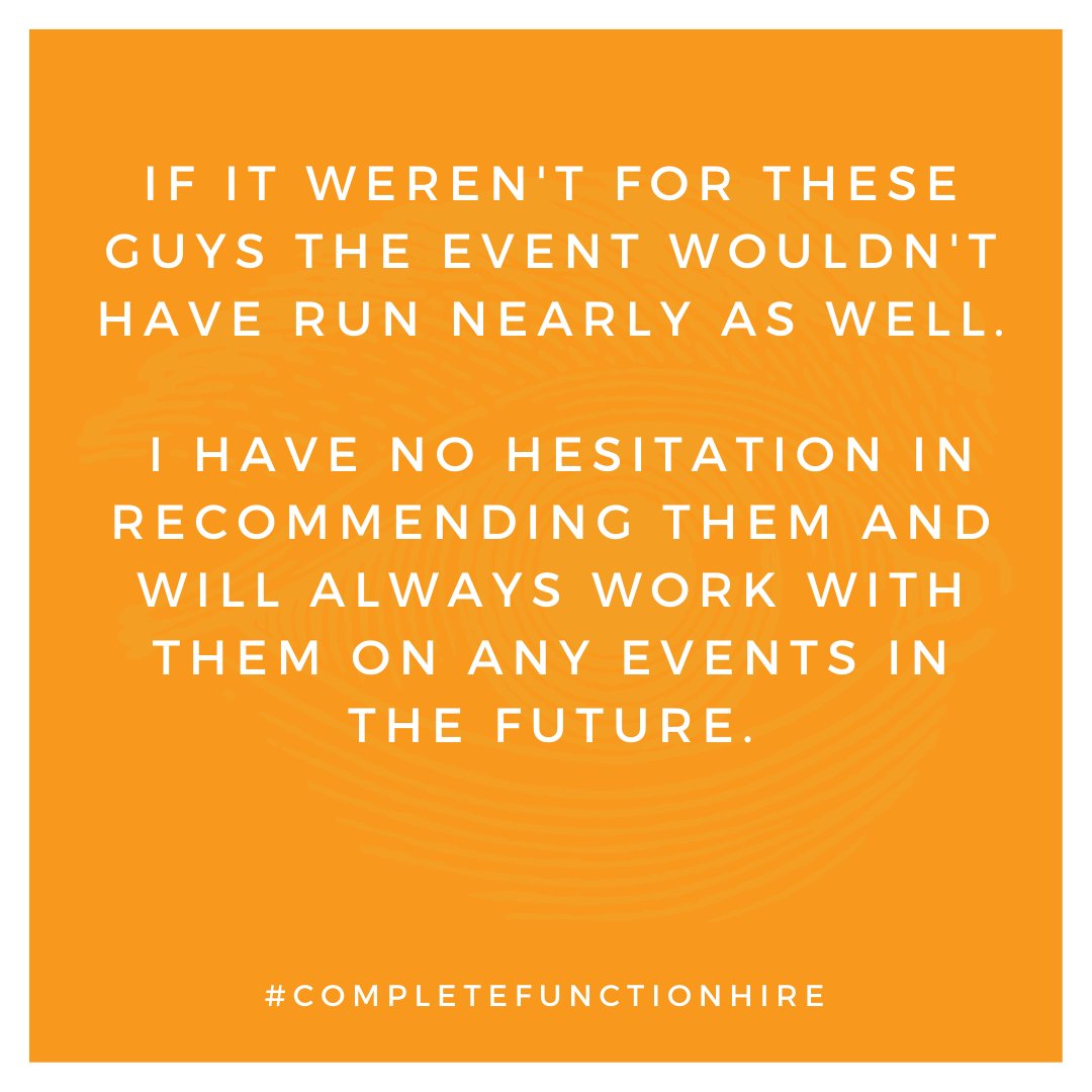 HireComplete's tweet photo. Thanks for the 5 Star Google Review Laurence! 

We really appreciate it and can't wait to work on more events together soon.

#completefunctionhire https://t.co/3AZGStg1NI