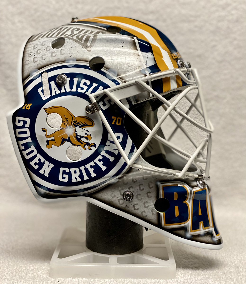 HelmetHead_D's tweet photo. Done and heading home is @barczewski_jake @GriffsHockey mask. Excited to add Canisius to our #HHdFamily this season. Best of luck boys!!!! #NoWhiteBuckets https://t.co/c5r8vJVtKM