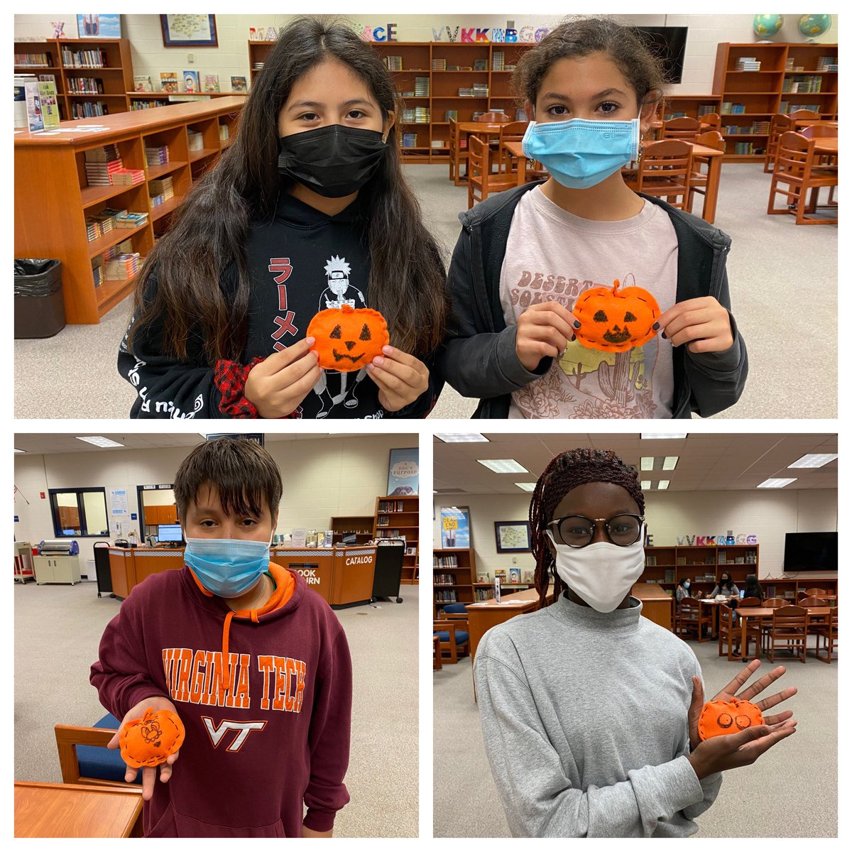 SMMSLibrary's tweet photo. This week SMM students  participated in the library’s pumpkin sewing project. They had a lot of fun and the pumpkins turned out great! @Smarts_Mill https://t.co/aKNH1XcEkY