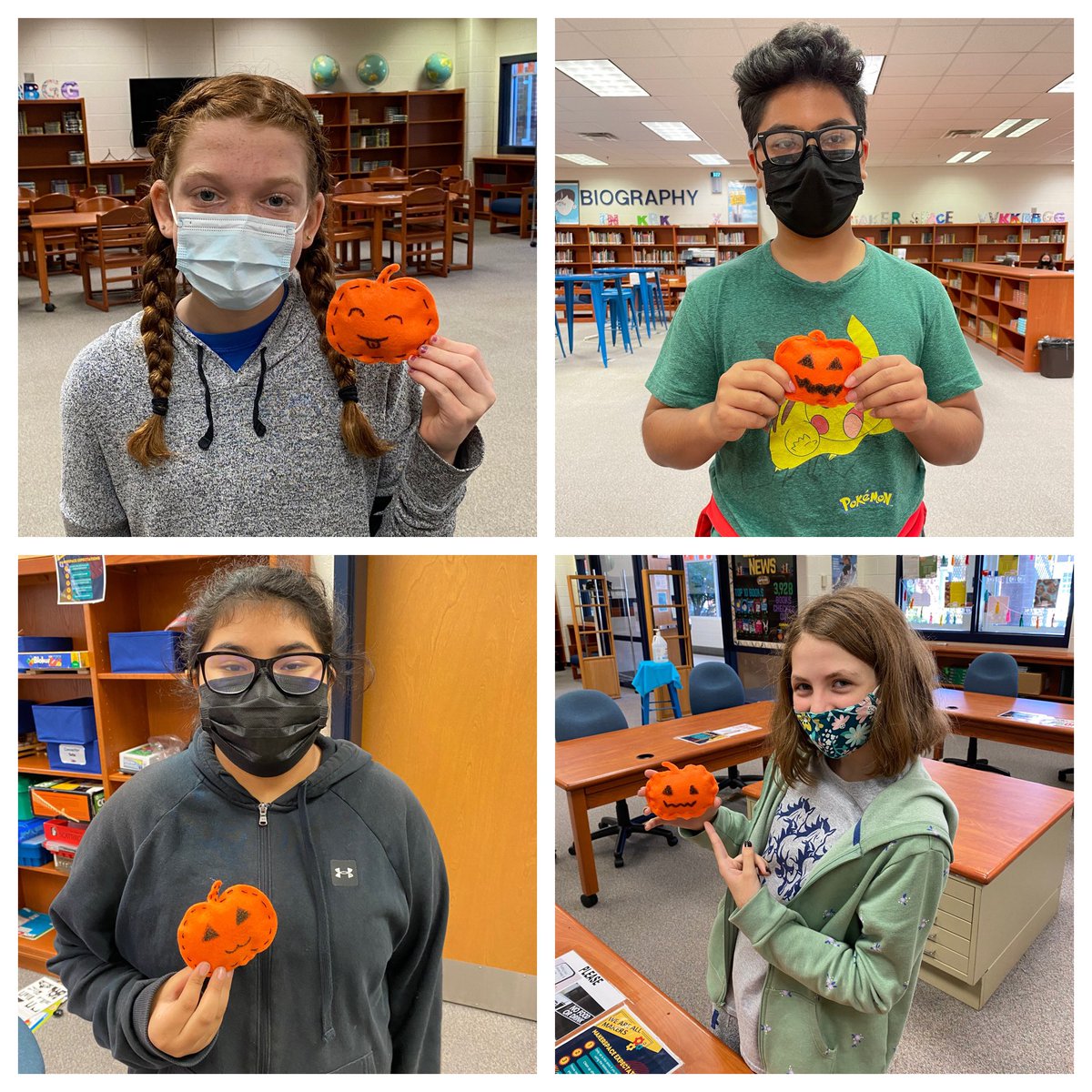 SMMSLibrary's tweet photo. This week SMM students  participated in the library’s pumpkin sewing project. They had a lot of fun and the pumpkins turned out great! @Smarts_Mill https://t.co/aKNH1XcEkY