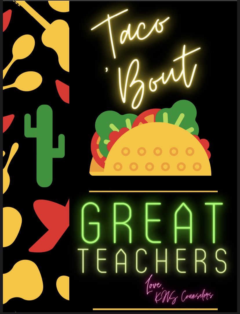 khs_counselteam's tweet photo. Let’s taco about some great teachers and staff! Serving breakfast to our staff this morning definitely made our day! https://t.co/IzlPVpXVjE