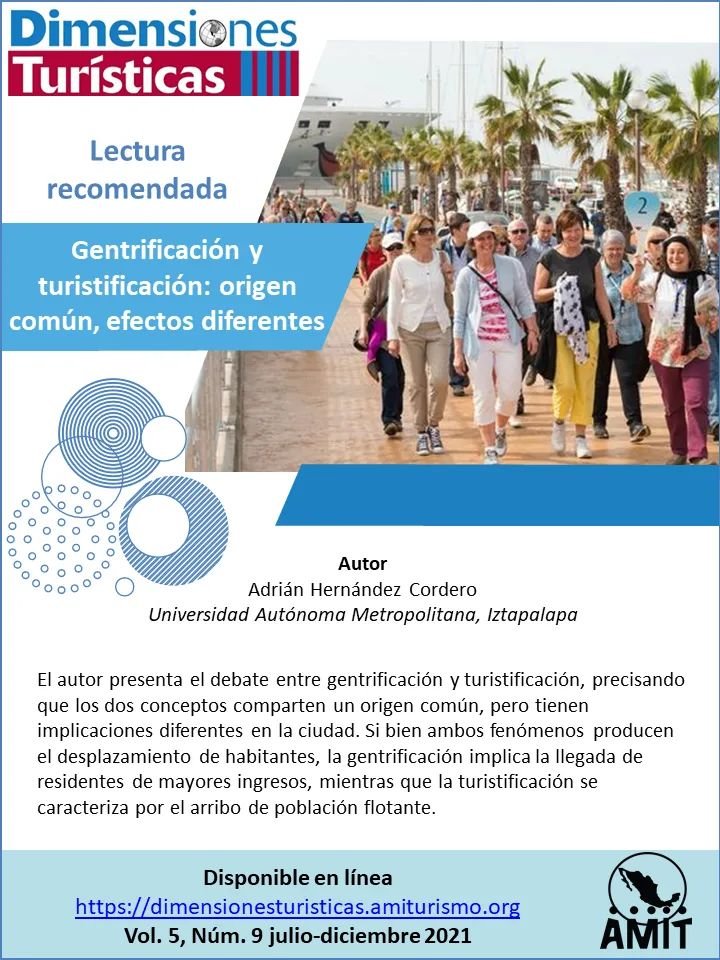 DimenTur's tweet image. #DimensionesRecomienda
Te invitamos al debate entre gentrificación y turistificación con la nota crítica "Gentrificación y turistificación: origen común, efectos diferentes" de Adrián Hernández Cordero. En nuestro nuevo número de la revista.
En: dimensionesturisticas.amiturismo.org