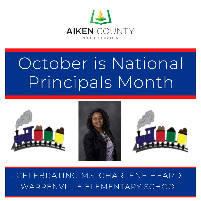 AikenPublicSch's tweet photo. NATIONAL PRINCIPALS MONTH

@CharleneHeard3 is the principal of @WarrenvilleElem.

Ms. Heard enjoys working with her staff, parents, and community partners to provide an exceptional educational experience for her students. 
 
Thank you, Ms. Heard!

#ThankAPrincipal 

#ACPSD_Leads https://t.co/v592AQUmaj