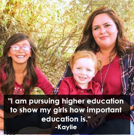 collegefund's tweet image. With your support, Kaylie is pursuing a degree she knows will create a better future for herself, for her two daughters, &amp;amp; for her community!
#StandWithNativeStudents #GiveTheGiftOfEducation #EducationIsTheAnswer
