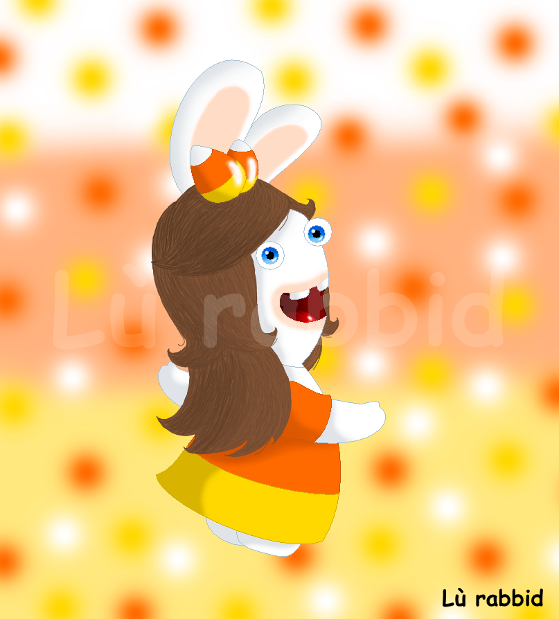 LuRabbid's tweet photo. After a long time Lea is back 😊 , not knowing what she was doing all this time but I decided to draw her with candy corn 🍭 #rabbids #ravingrabbids #rabbidsinvasion #rabbidsgohome #lapinscretins #lapinscètins #Ubisoft https://t.co/XdPi9dlJPa