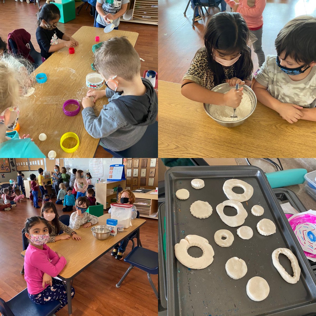 play_learning's tweet photo. Our fun continues!! Today we had an opportunity to make some salt dough donuts! We followed a recipe, measured, poured and stirred! We are now waiting for them to dry! Next steps: decorate the donuts and think of a name for our shop! @jmewrdsb https://t.co/XcX11qqn6Q