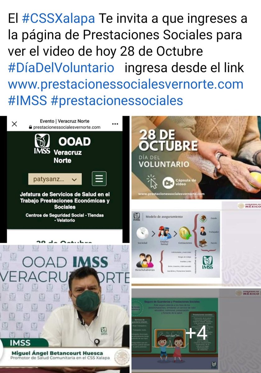 Patysanz10's tweet photo. #DíaDelVoluntario #CSSXalapa #IMSS #PrestacionesSociales ingresa  https://t.co/p4US03VcmI https://t.co/Zpbg0jw7pc
