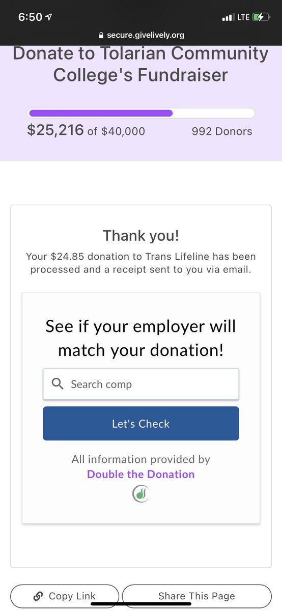 ProjectClash1's tweet photo. @TolarianCollege @TransLifeline As a gay man and fellow youtuber, I’m so glad to see this cause being funded! And my employer does match! Win win! Thanks so much, prof! https://t.co/MoAsTodCAN
