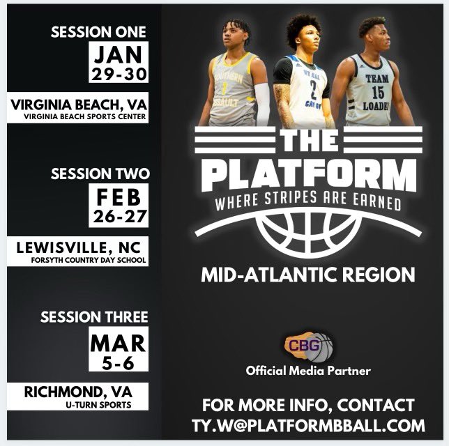 Platform Basketball (@platformbball) on Twitter photo The collaboration of <a href="/Eleve11Hoops/">Eleve11Hoops</a> & <a href="/theCBGLive/">Commonwealth Basketball Group</a> is proud to bring you The Platfrom Hoops MS Circuit. The circuit will consist of 3 stops in each region (Northeast & Mid-Atlantic) culminating with one Champion.
#ThePlatform The collaboration of <a href="/Eleve11Hoops/">Eleve11Hoops</a> & <a href="/theCBGLive/">Commonwealth Basketball Group</a> is proud to bring you The Platfrom Hoops MS Circuit. The circuit will consist of 3 stops in each region (Northeast & Mid-Atlantic) culminating with one Champion.
#ThePlatform