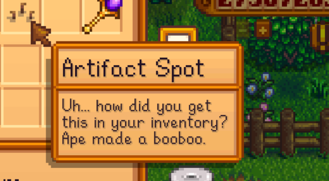 rStardewValley's tweet photo. Artifact spot go brrrr. posted by u/Stefan2408. Post url: https://t.co/K37jxLmRkR #StardewValley #Stardew https://t.co/wTgKHOTmhD