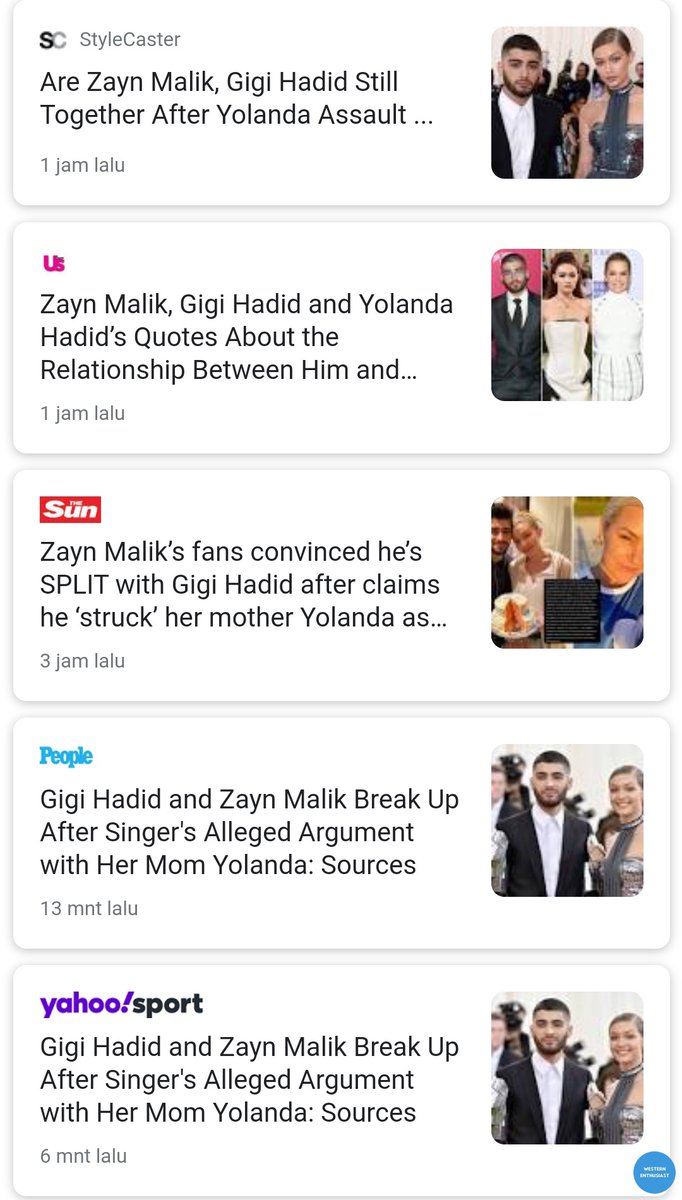 Zayn Malik dan Gigi Hadid resmi berpisah wst 😭