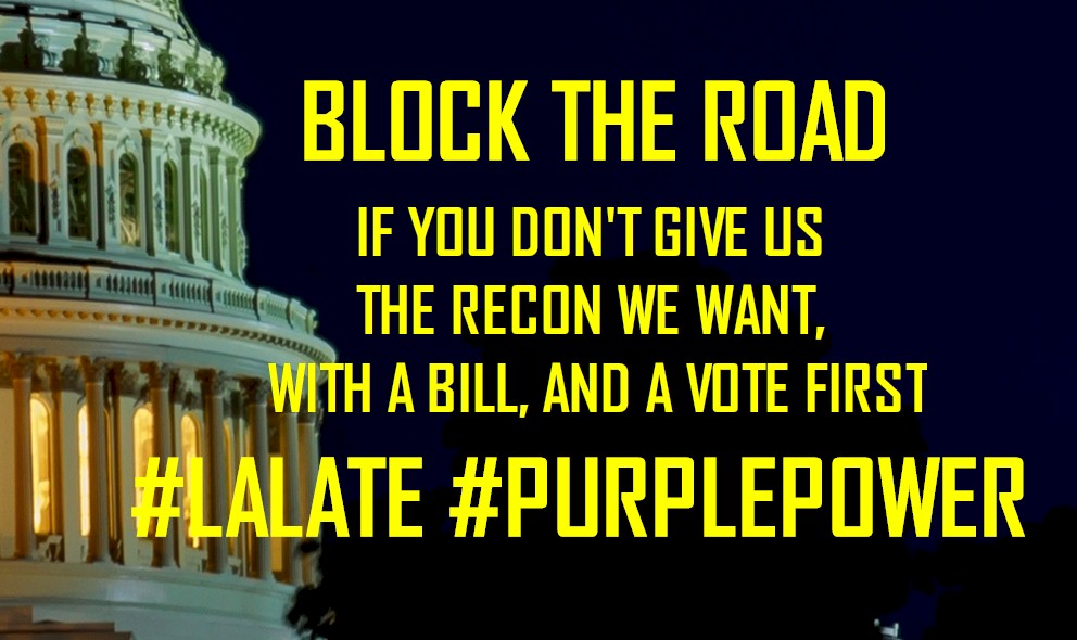LALATE's tweet photo. BREAKING NEWS -  #BLOCKTHEVOTE - we won! The Roads and Bridges wont happen until NEXT WEEK https://t.co/qLE3dslmpj