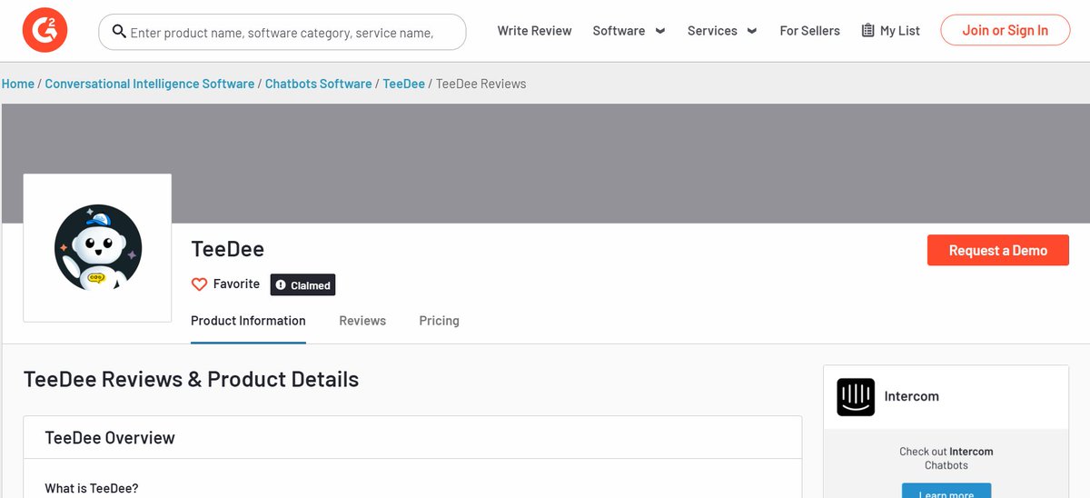 botonomics's tweet photo. 📢 📢 Announcement! 🤯 😍 
.
TeeDee - an AI powered chatbot platform by Botonomics Automations LLP has been successfully listed on G2 - Business Software Reviews platform recently!!
.
Guys request to review TeeDee to the max here - 
https://t.co/KC2hYBJZZ0
.
#g2 #teedee #chatbots https://t.co/VF6BkMC9S2