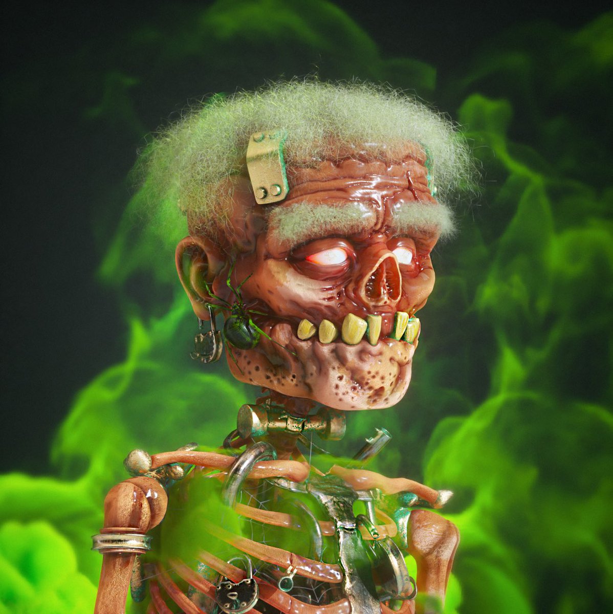 WickedBoneClub's tweet image. As you can see, @ltsClutch has a thing for green and we don’t have a problem with it! 👀 The Wicked Monster Bone Club collection drops in less than 72 hours on Halloween! 💀 #TheMonstersAreComing #WickedBoneClub #NFT
